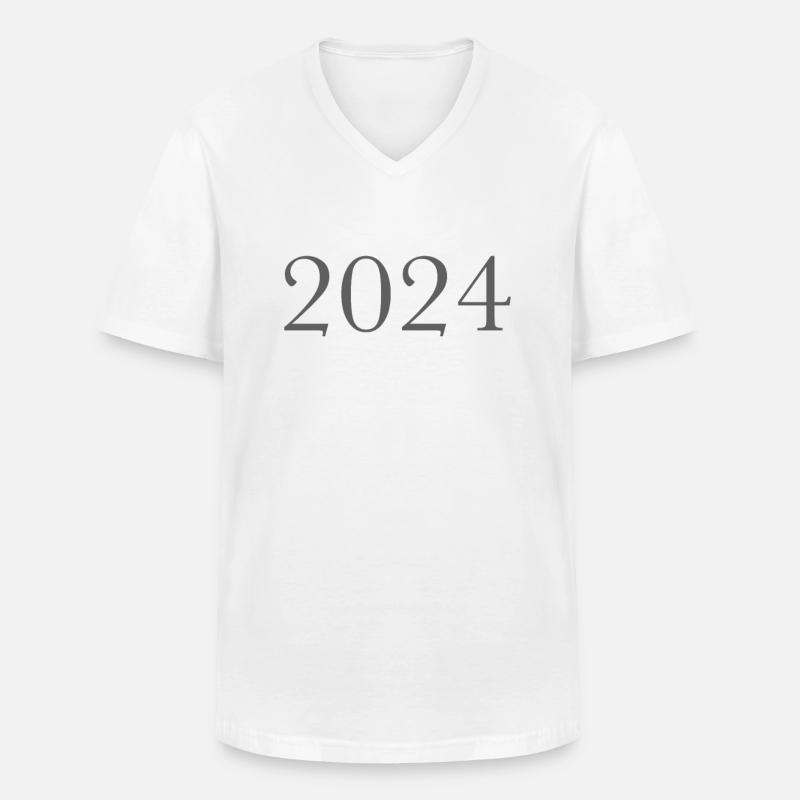 2024 - Männer-T-Shirt mit V-Ausschnitt - Weiß