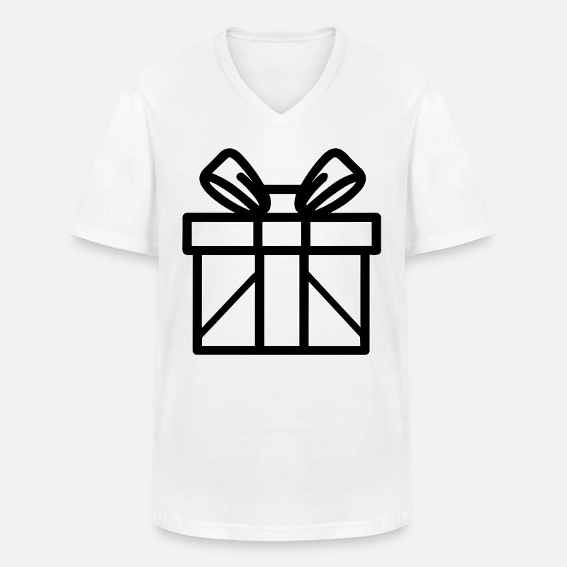Kleine Geschenkbox - Männer-T-Shirt mit V-Ausschnitt - Weiß