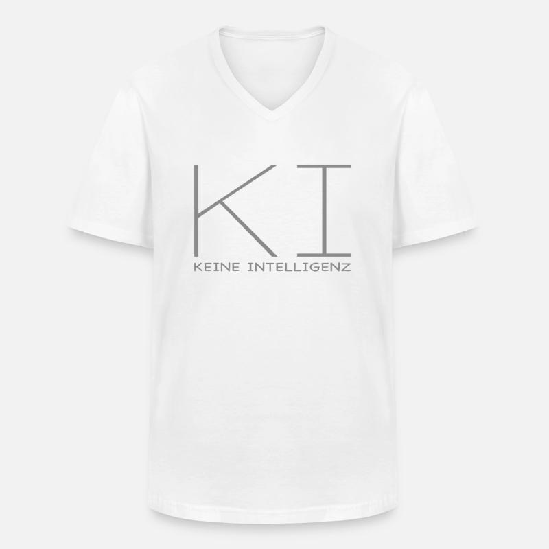 KI - Keine Intelligenz - Männer-T-Shirt mit V-Ausschnitt - Weiß