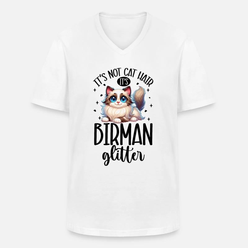 Katzen Glitzer - Birma - Männer-T-Shirt mit V-Ausschnitt - Weiß