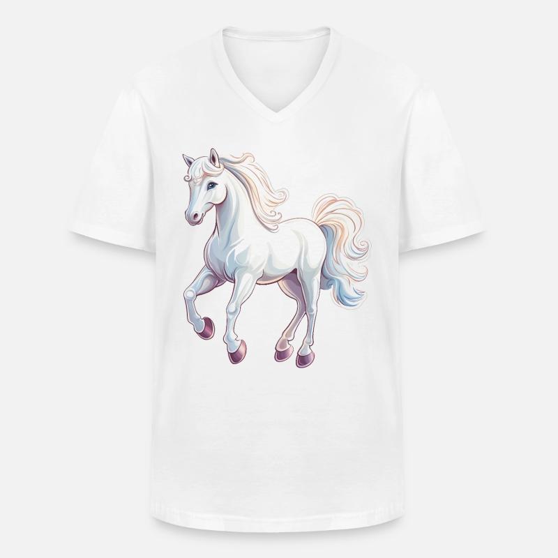 Pferd - Männer-T-Shirt mit V-Ausschnitt - Weiß