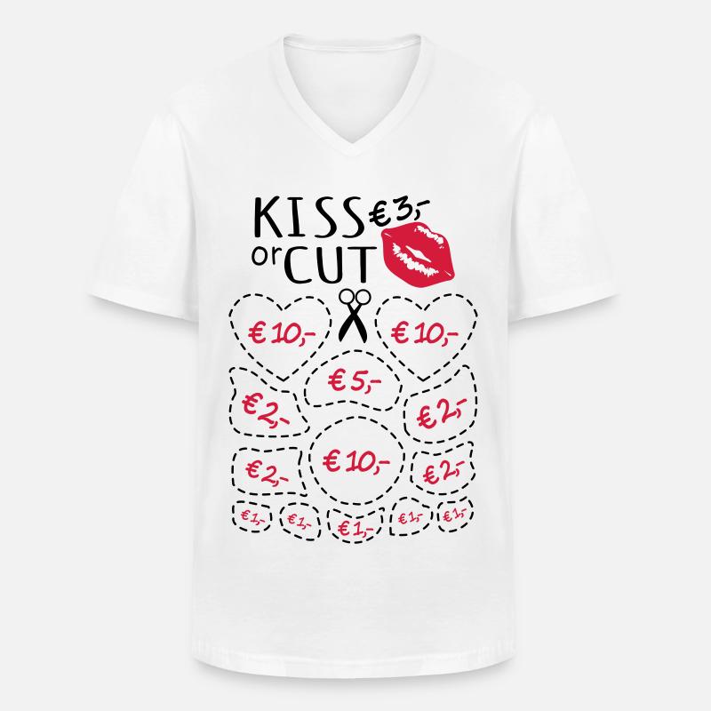 Junggesellenabschied Küssen oder Ausschneiden - Männer-T-Shirt mit V-Ausschnitt - Weiß