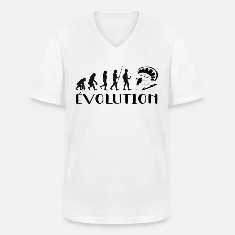Évolution Du Singe Au surfeur - T-shirt col V Homme - blanc