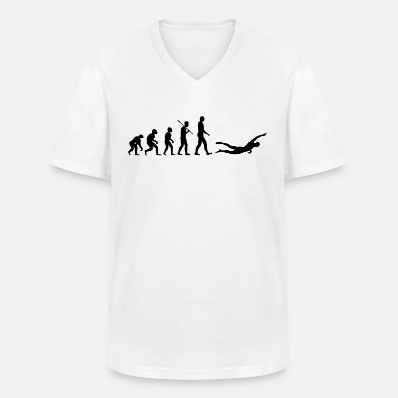 Human Evolution Swimmer - Männer-T-Shirt mit V-Ausschnitt - Weiß