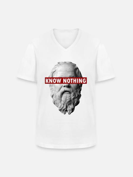 KNOW NOTHING SOCRATES - Men's V-Neck T-Shirt - white