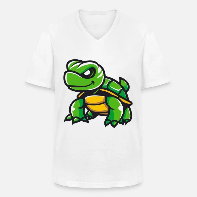 Schildkröte Comic - Männer-T-Shirt mit V-Ausschnitt - Weiß