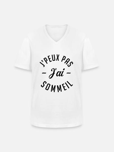 Je peux pas J'ai Sommeil. - T-shirt col V Homme - blanc