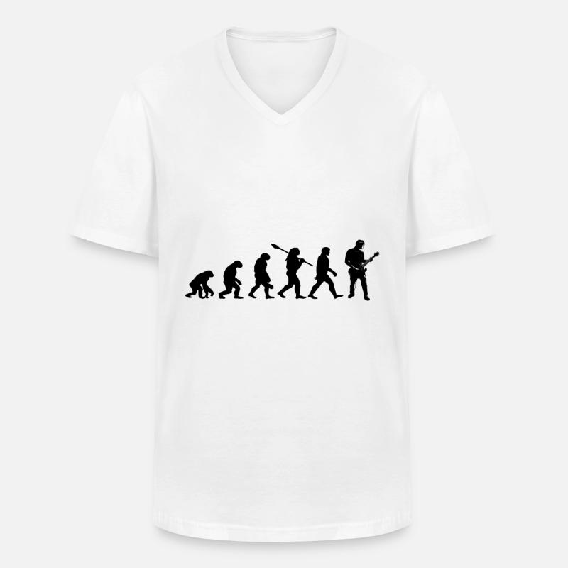evolution guitariste - T-shirt col V Homme - blanc