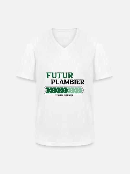 futur plombier - T-shirt col V Homme - blanc