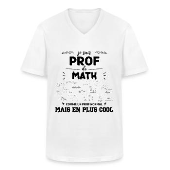 je suis prof de maths - T-shirt col V Homme - blanc - Devant - AI Model Male 185 light (185cm)