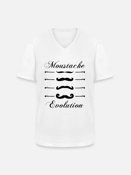 moustaches évolution, Idée cadeau d'élégance. - T-shirt col V Homme - blanc