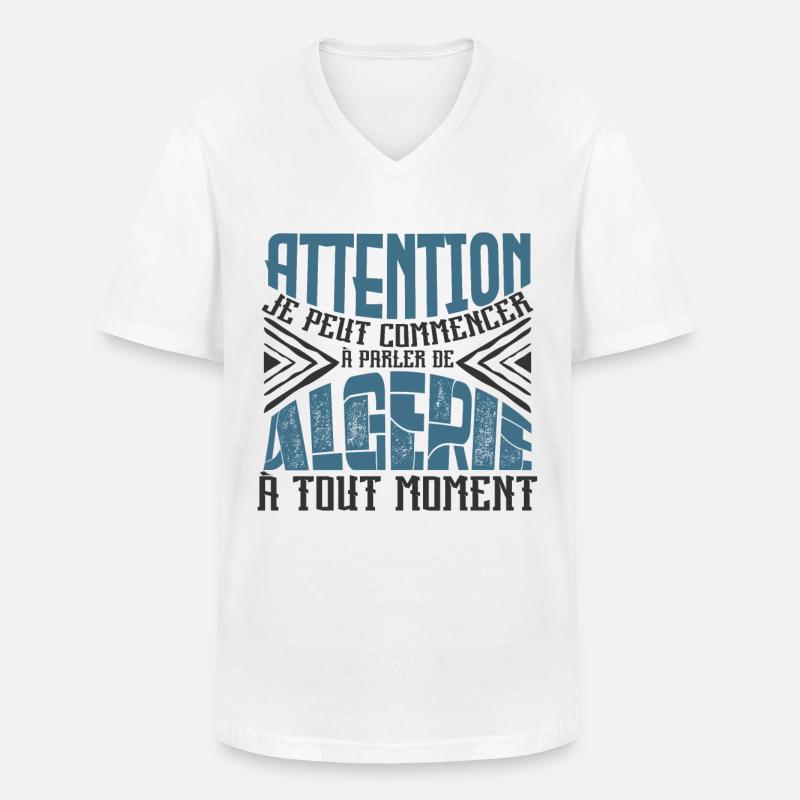 Warnung, Algerien jederzeit. - Männer-T-Shirt mit V-Ausschnitt - Weiß