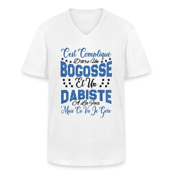 c'est compliqué d'être un Bogosse et un Dabiste. - T-shirt col V Homme - blanc - Devant - AI Model Male 185 light (185cm)