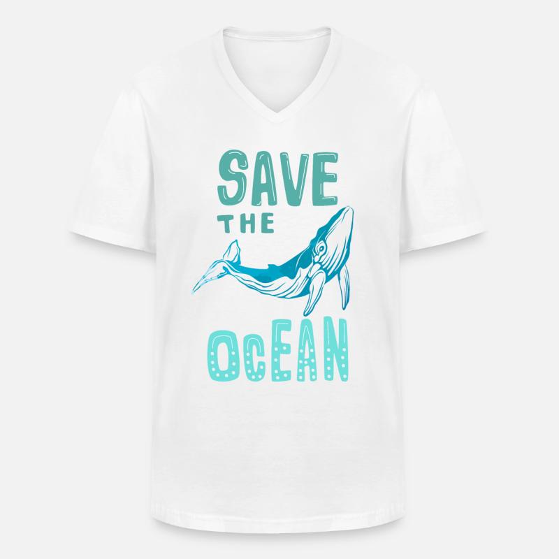 Save The Ocean - Männer-T-Shirt mit V-Ausschnitt - Weiß