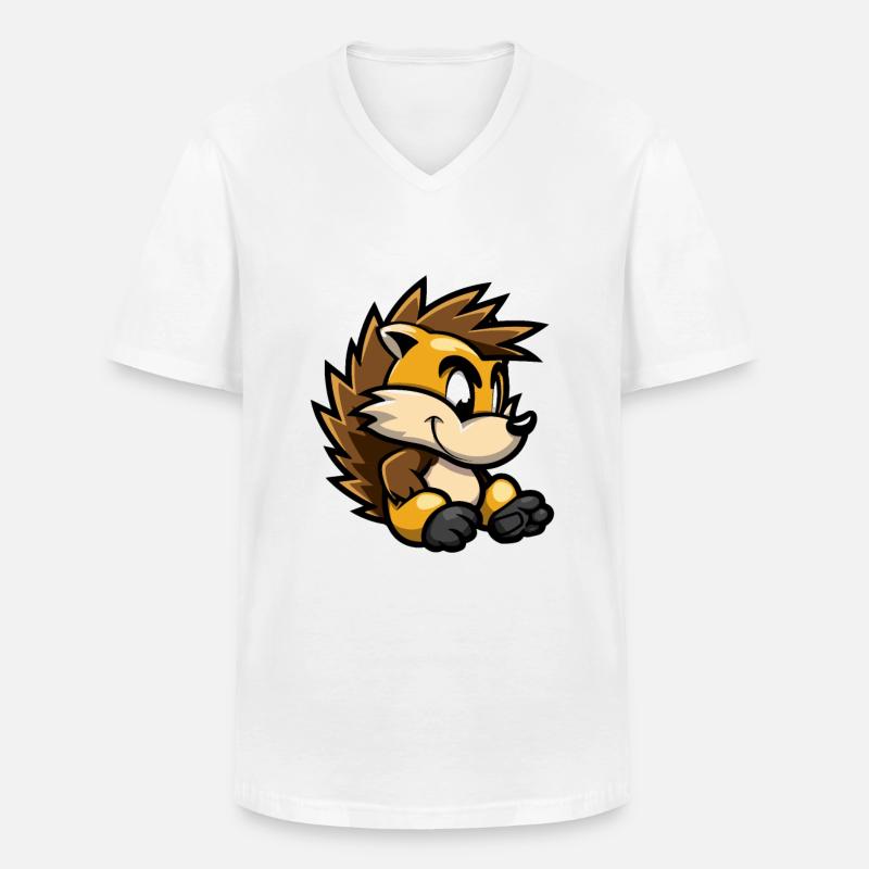 Igel Comic - Männer-T-Shirt mit V-Ausschnitt - Weiß