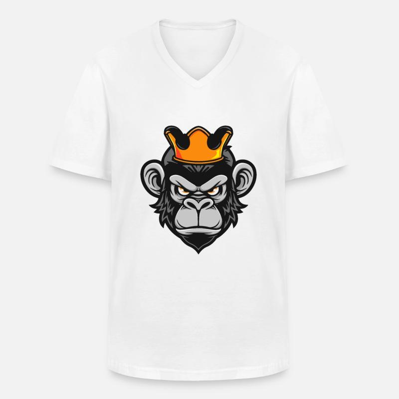 Affe Kopf Krone - Männer-T-Shirt mit V-Ausschnitt - Weiß