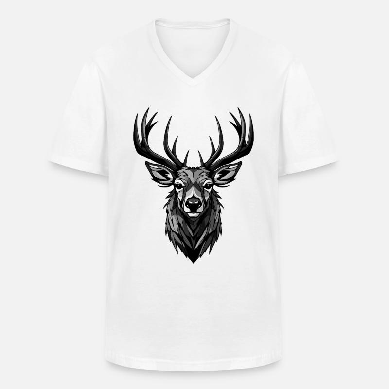 Hirsch Kopf - Männer-T-Shirt mit V-Ausschnitt - Weiß