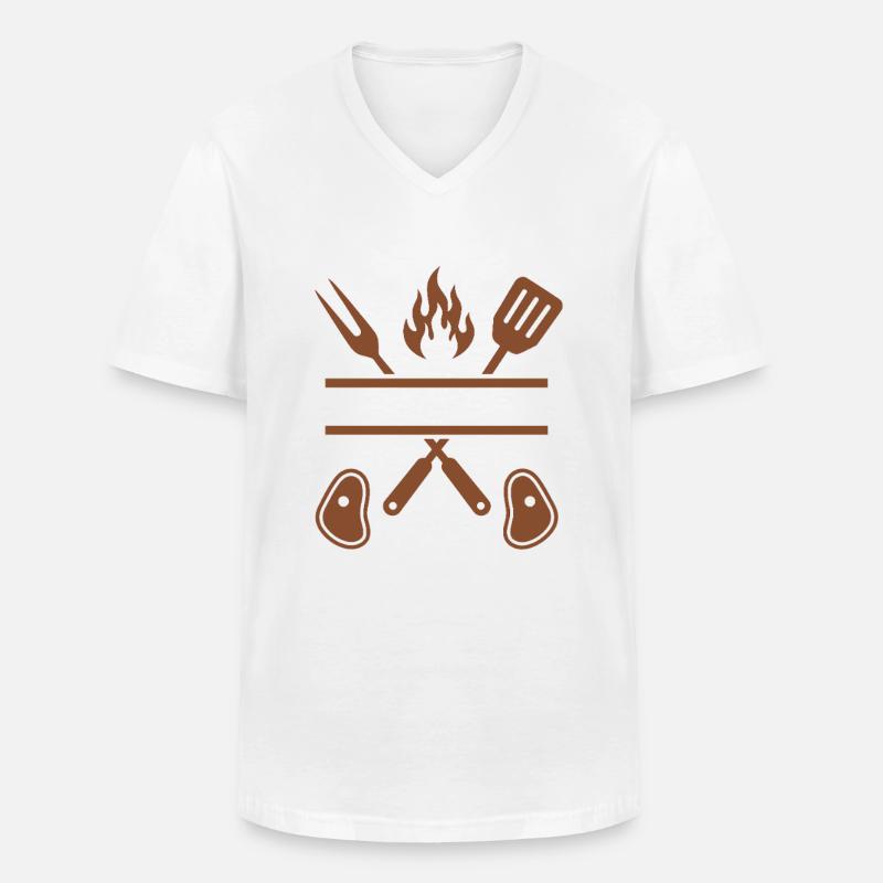 Grillen ist Männersache - Männer-T-Shirt mit V-Ausschnitt - Weiß