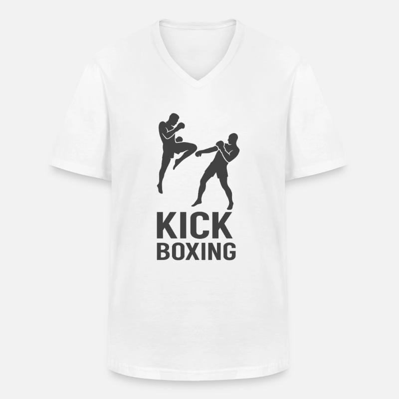 Kickbox Fight Silhouette - Männer-T-Shirt mit V-Ausschnitt - Weiß