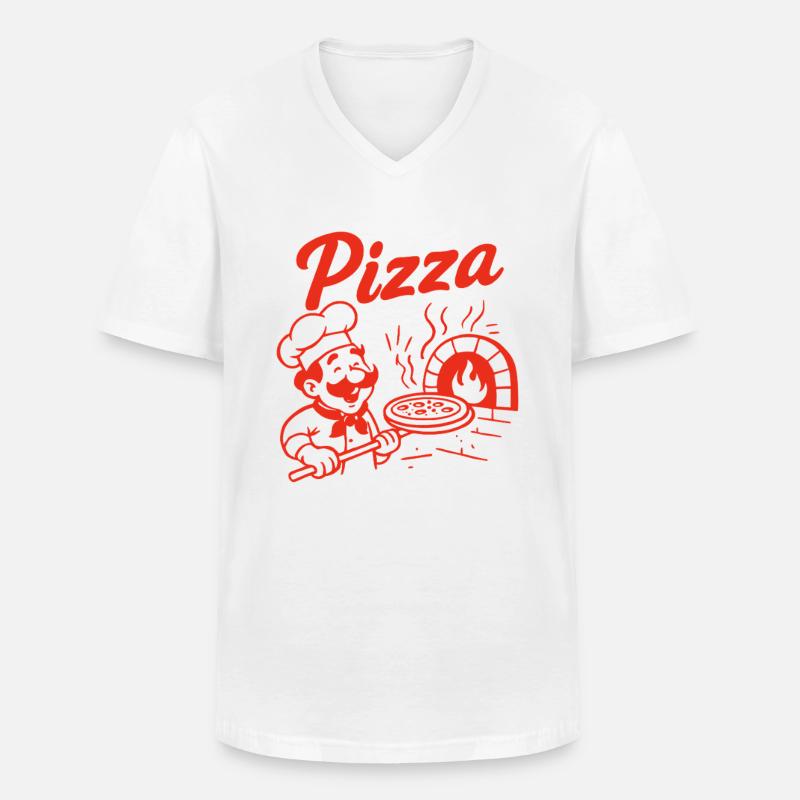 Pizzabäcker Retro Design - Männer-T-Shirt mit V-Ausschnitt - Weiß