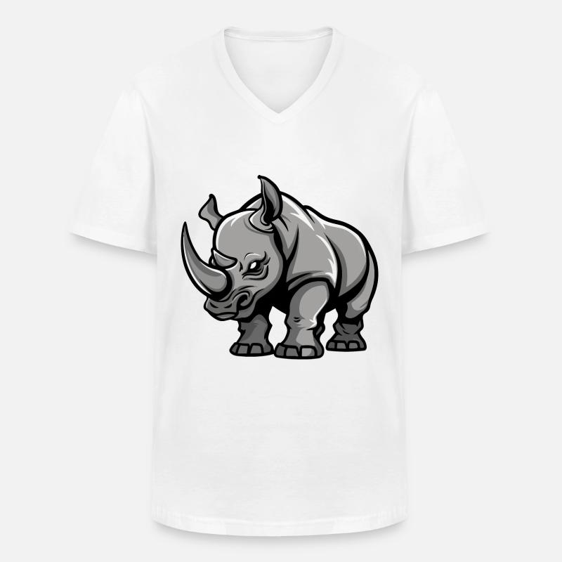 Nashorn Comic - Männer-T-Shirt mit V-Ausschnitt - Weiß
