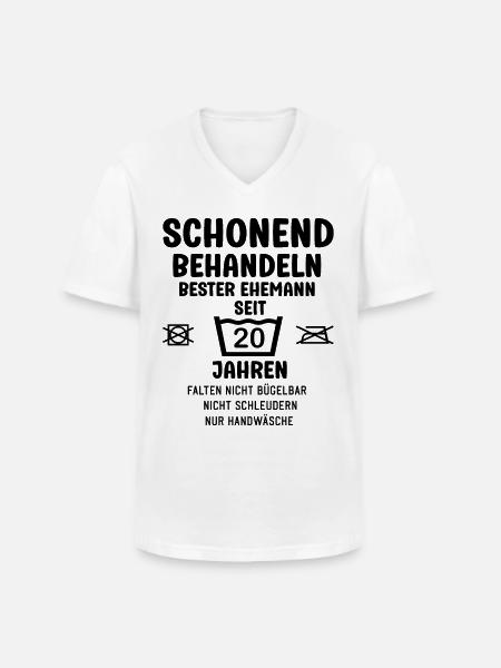 Bitte schonend behandeln 20 Jahre Verheiratet - Männer-T-Shirt mit V-Ausschnitt - Weiß