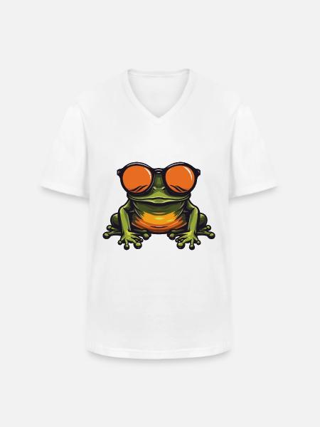 Frog Funny Cool - Men's V-Neck T-Shirt - white