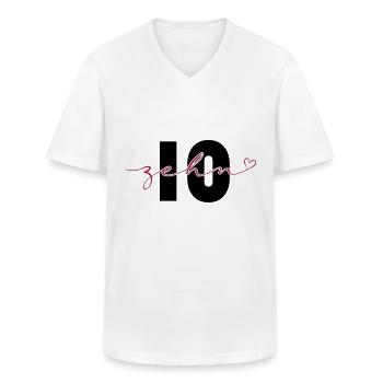 10 Jahre Zehn Kalligrafie Nummer 10. Geburtstag - Männer-T-Shirt mit V-Ausschnitt - Weiß - Vorne - AI Model Male 185 light (185cm)