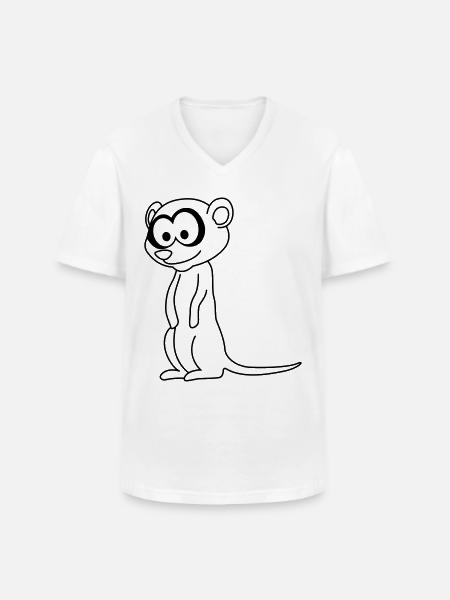 Suricate Comic Animal - T-shirt col V Homme - blanc