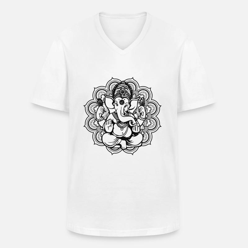 Ganesha Mandala - Männer-T-Shirt mit V-Ausschnitt - Weiß