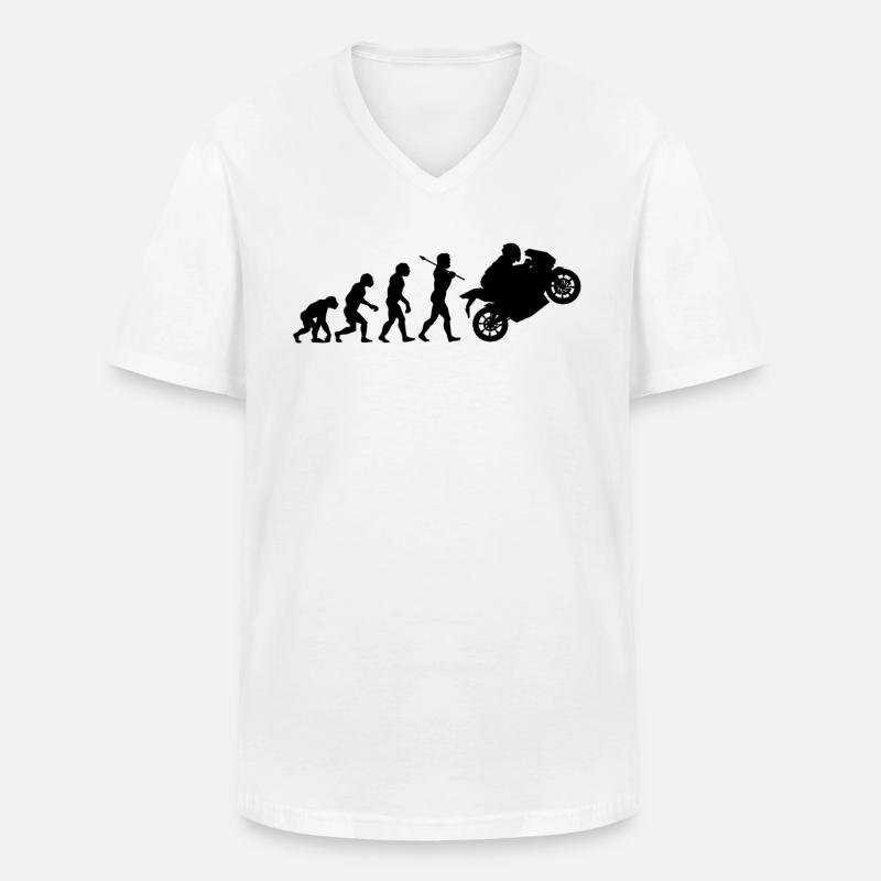 Biker Evolution - Männer-T-Shirt mit V-Ausschnitt - Weiß