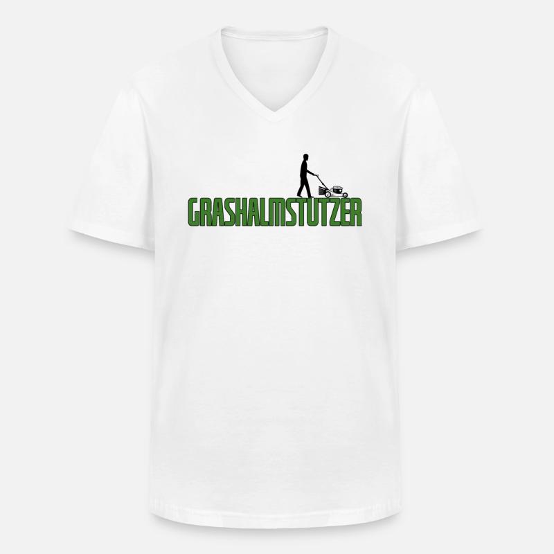 Grashalmstutzer Rasenmäher Gärtner Geschenkidee - Männer-T-Shirt mit V-Ausschnitt - Weiß