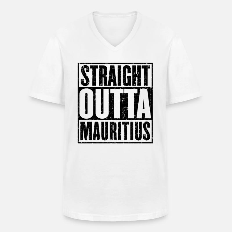 Gerade Outta Mauritius - Männer-T-Shirt mit V-Ausschnitt - Weiß
