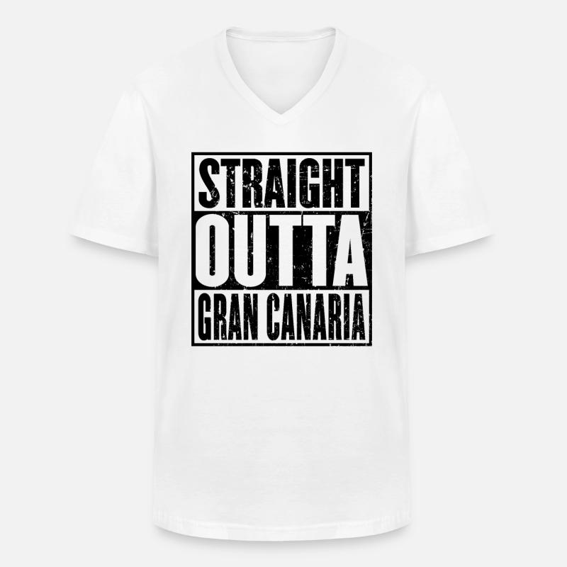 Gerade Outta Gran Canaria - Männer-T-Shirt mit V-Ausschnitt - Weiß