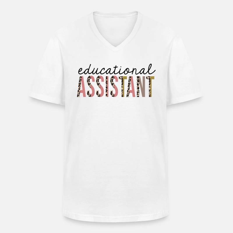 Pädagogischer Assistent Leopard Print Funny - Männer-T-Shirt mit V-Ausschnitt - Weiß