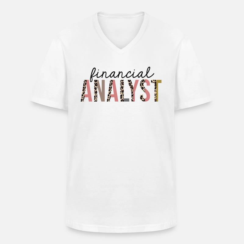 Finanzanalyst Leopard Print Lustig - Männer-T-Shirt mit V-Ausschnitt - Weiß