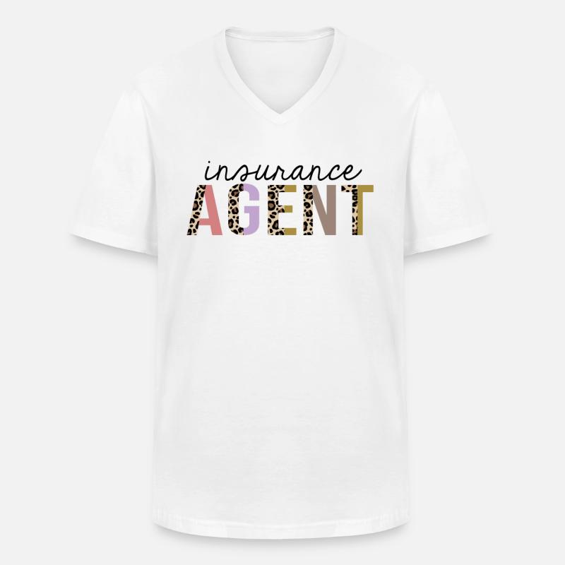 Versicherungsagent Leopard Print Lustig - Männer-T-Shirt mit V-Ausschnitt - Weiß