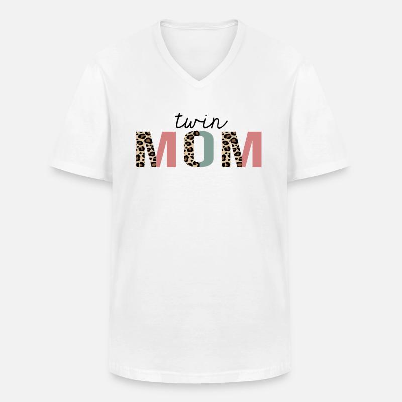 Zwillingsmutter Leopard Print Lustig - Männer-T-Shirt mit V-Ausschnitt - Weiß