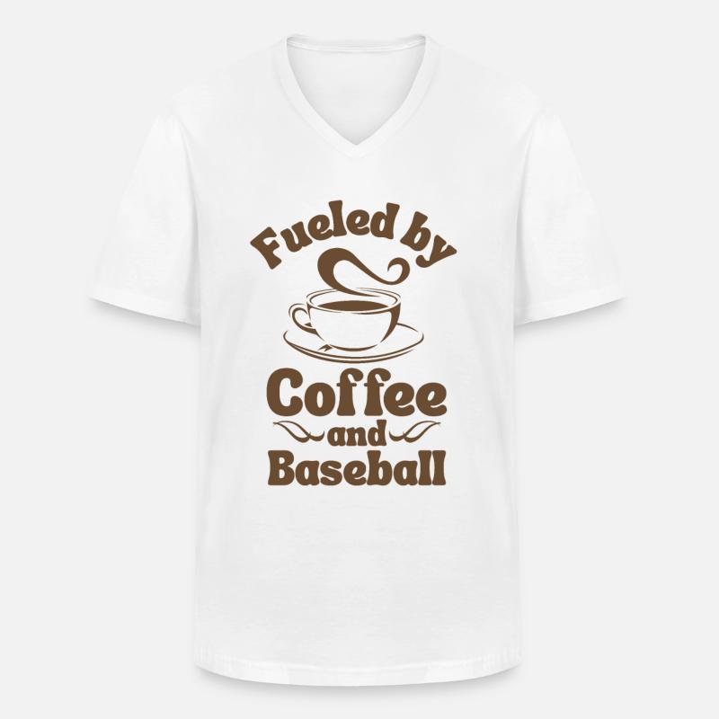 Kaffee Baseball-Liebhaber - Männer-T-Shirt mit V-Ausschnitt - Weiß