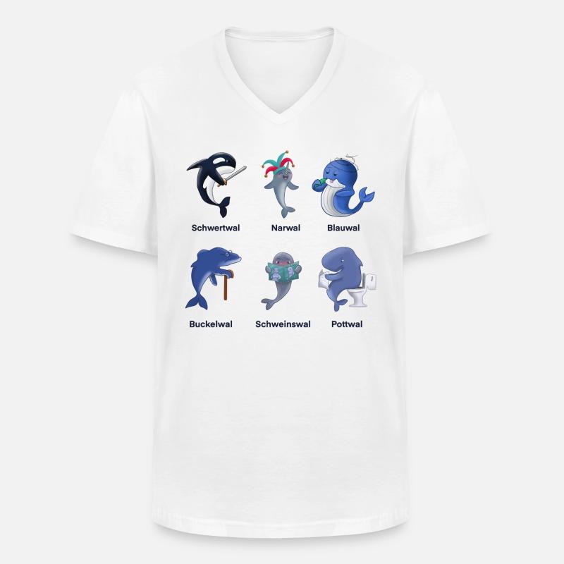 Wal Wale als lustiger Comic - Männer-T-Shirt mit V-Ausschnitt - Weiß