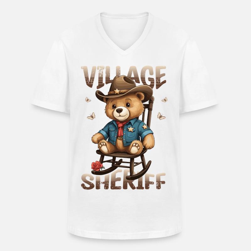 Bär der Dorf Sheriff - Männer-T-Shirt mit V-Ausschnitt - Weiß