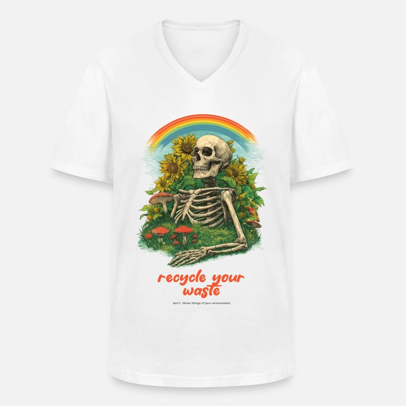 Recycel Deinen Müll Gartenskelett - Männer-T-Shirt mit V-Ausschnitt - Weiß