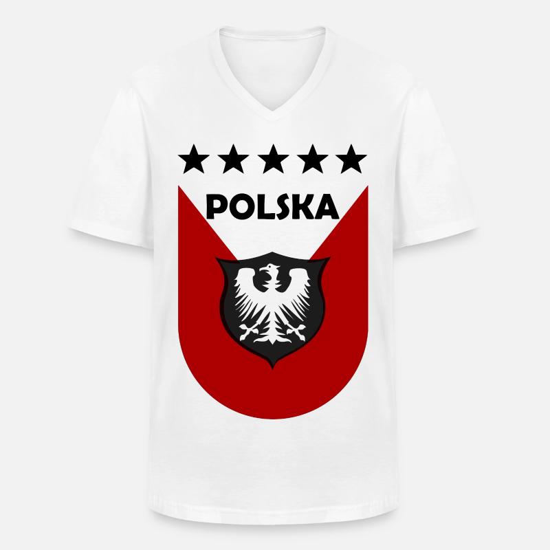 Polnisches Wappen Shield Design - Männer-T-Shirt mit V-Ausschnitt - Weiß
