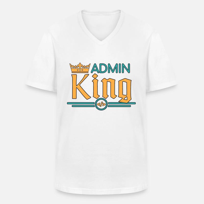 Admin King Administrator - Männer-T-Shirt mit V-Ausschnitt - Weiß