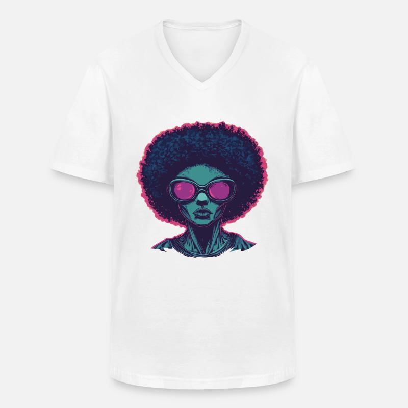 Disco - Männer-T-Shirt mit V-Ausschnitt - Weiß