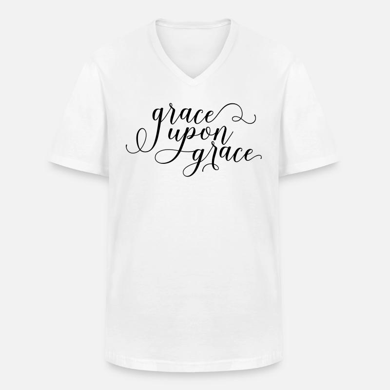 Grace upon Grace - Männer-T-Shirt mit V-Ausschnitt - Weiß