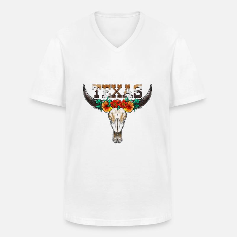 Texas Bull Skull - Männer-T-Shirt mit V-Ausschnitt - Weiß