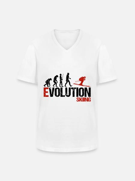 Évolution du ski - T-shirt col V Homme - blanc