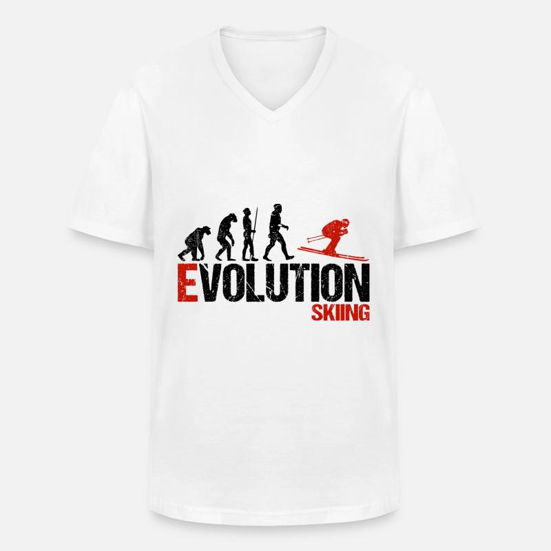 Evolution of Skiing - Männer-T-Shirt mit V-Ausschnitt - Weiß