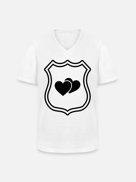 Herzen Symbol Wappen - Männer-T-Shirt mit V-Ausschnitt - Weiß